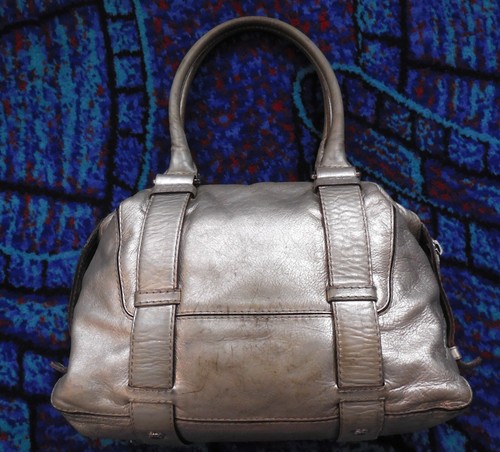MICHAEL by Michael Kors Silver/Gold Leather Satchel Handbag - Picture 5 of 11