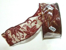NEW Christmas Ribbon Deep Red Fabric Wire Edge 2 in 25 Ft Poinsettia Valour