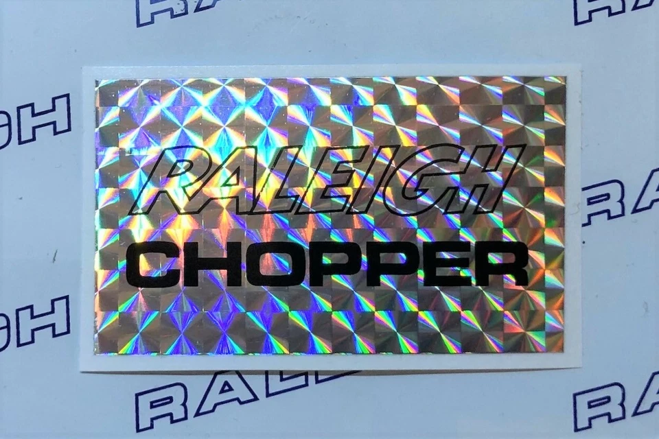 RALEIGH CHOPPER MK2 SEAT DECAL IN PRISMATIC SILVER WITH BLACK TEXT - Image 1 of 1