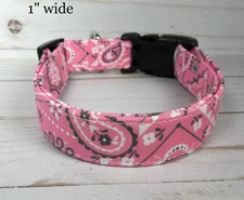 New Baby Pink Bandana Terri's Dog Collar handmade adjustable western paisley