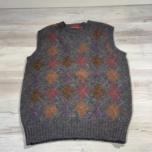 Maglione gilet uomo vintage Ralph Lauren Chaps lana Shetland Argyle nonno taglia S