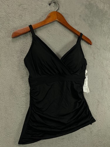 ANNE COLE NEW Womens Black Tankini Swim Top Size 34D 36DD Black Swim Tops NWT - Picture 9 of 10