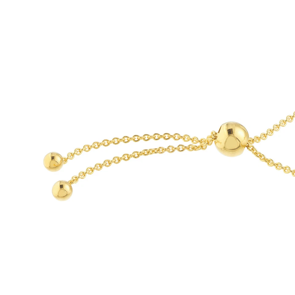 Natural Diamond 14K Yellow Gold Blue Evil Eye Bolo Bracelet (Hollow) 9.5" Adj. - Image 4 of 4