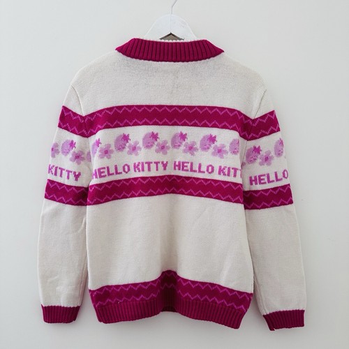 Vintage Sanrio Smiles 2001 Hello Kitty 100% Wool Knit Sweater - Woman’s Size Lge - Picture 12 of 13