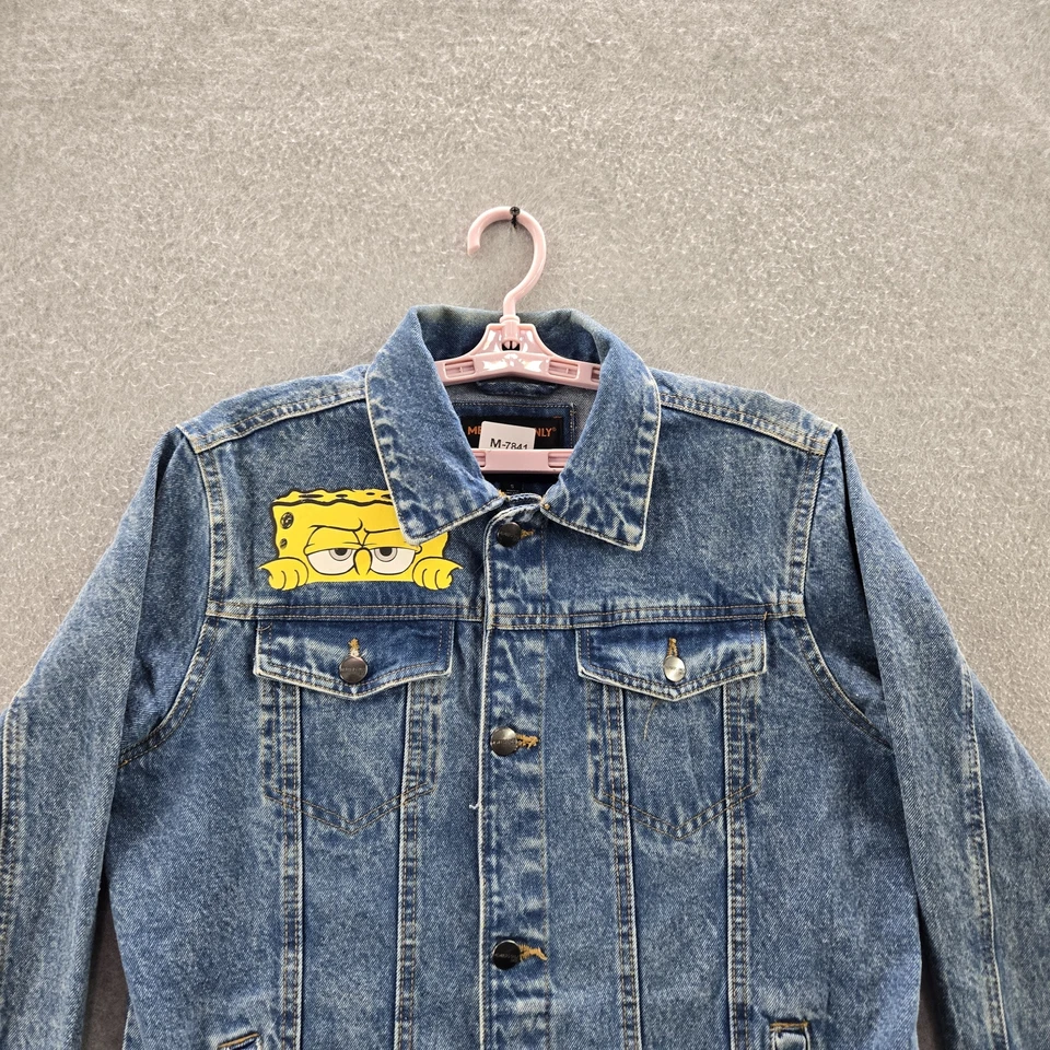 Chaqueta Members Only Men S Azul Denim Bob Esponja Logo Camionero Foto 4 de 4