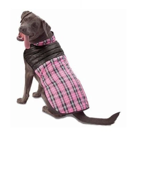Petrageous Vail Plaid Dog Vest JACKET COAT Fleece lined Pink Black MISC SIZES - Image 2 of 3