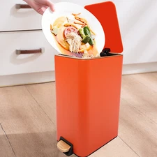 Modern Step On Garbage Bin 12L Step Trash Bin Orange Foot Pedal Trash Can Home
