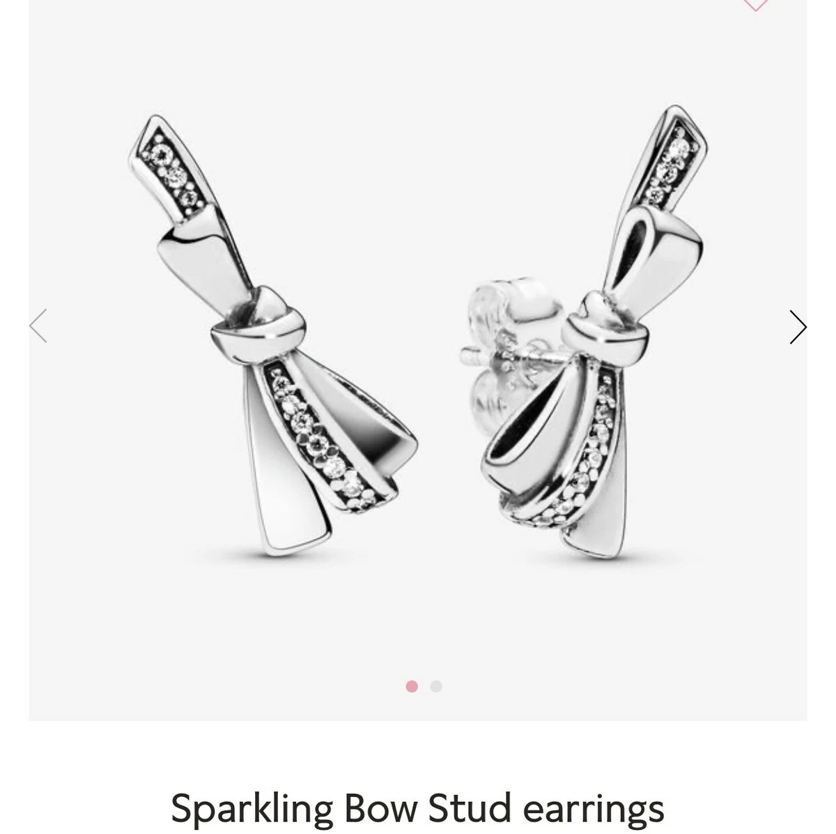 Pandora Silver Sparkling Bow Stud earrings eBay