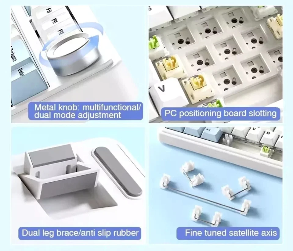 AULA F75 75% Wireless Mechanical Keyboard,2.4Ghz/Type-C/5.0 - Reaper / Blue - Image 4 of 4