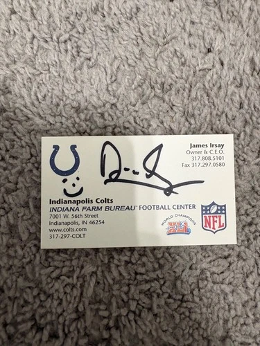 New ListingJim Irsay signed auto business card Indianapolis Colts