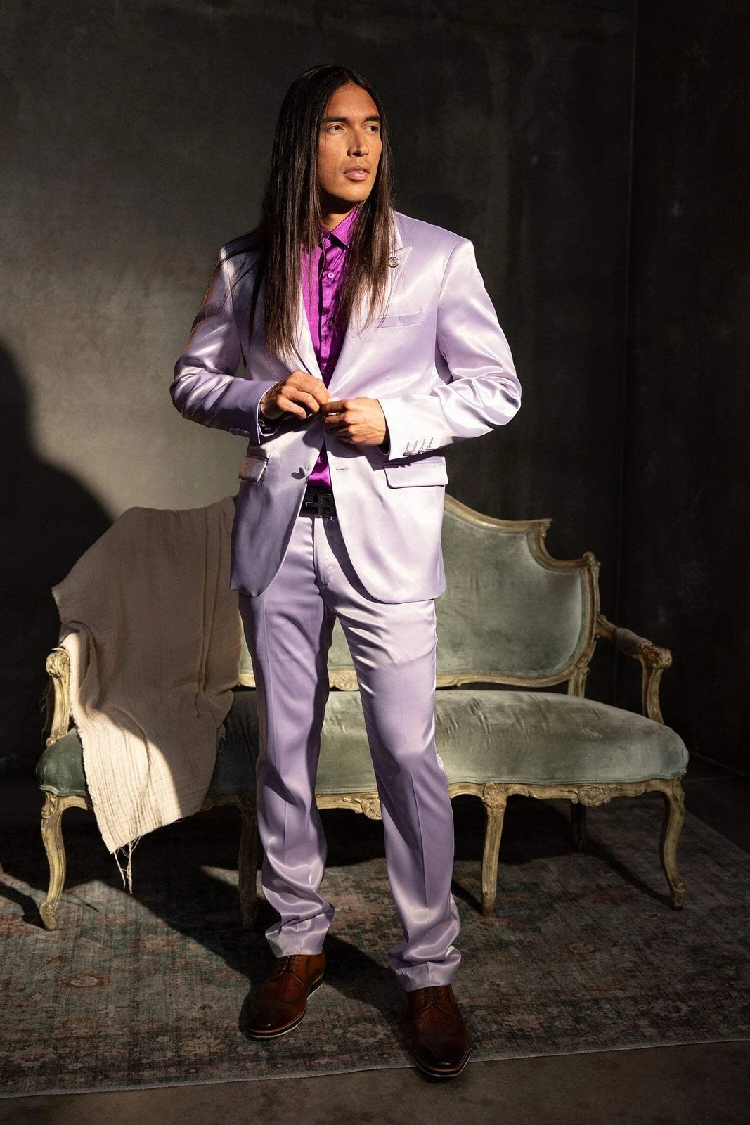 Barabas Men's Solid Color Shiny Satin Dress Pants 6VP1010