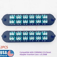 2Pcs Fiber Optical Panel 12 LC Duplex OM3 Adapter Compatible CORNING CCH-CP24-E4
