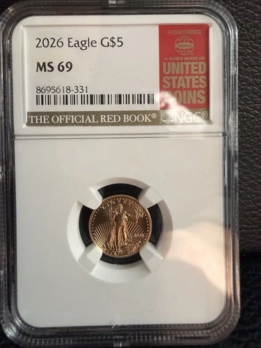 2026 $5 Gold Eagle NGC MS69 Red Book Label 1/10 oz American Gold Eagle