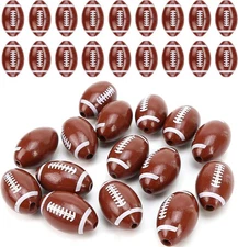 50 Pcs Football Beads for Bracelets, 30mm/1.18 inch Rugby Wooden 28 mm, Wood 