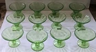 12 Green Federal Depression Glass Optic Panel  Sherbets. VINTAGE! All Marked!