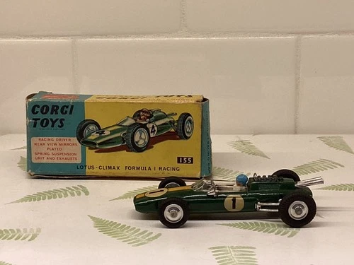 VINTAGE CORGI TOYS 155 LOTUS CLIMAX F1 RACE CAR IN ORIGINAL BOX 1964