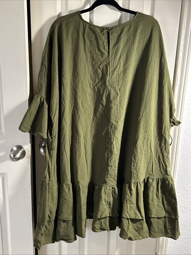 Camicia donna Boohoo verde con volant smock nuova taglie forti 20 cravatta in vita mancante - Foto 5 di 8