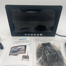 Amtifo RV Wireless Backup Camera Kit with 10.1” LCD Monitor HD 1080P Night Vis..