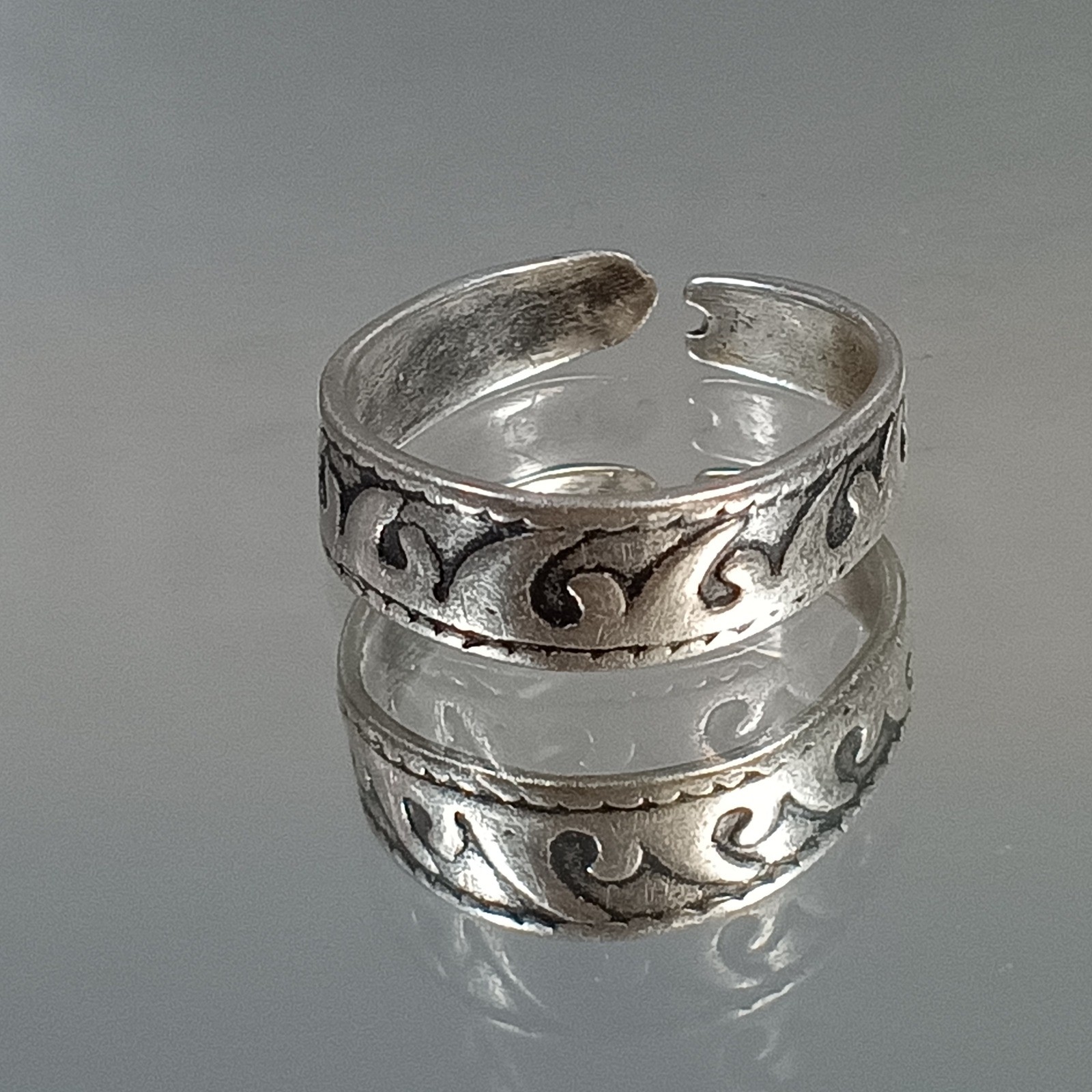 Adjustable Sterling Silver Toe Ring Wave Design S… - image 1