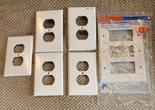 Leviton White Wall Plate Lot - 5 Duplex Outlet 1 Triple Switch Cover - 6 Pack