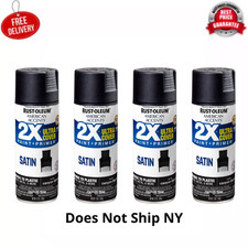 4 Pack Rust-Oleum 2X Ultra Cover Satin Spray Paint, Canyon Black, 12 oz Cans