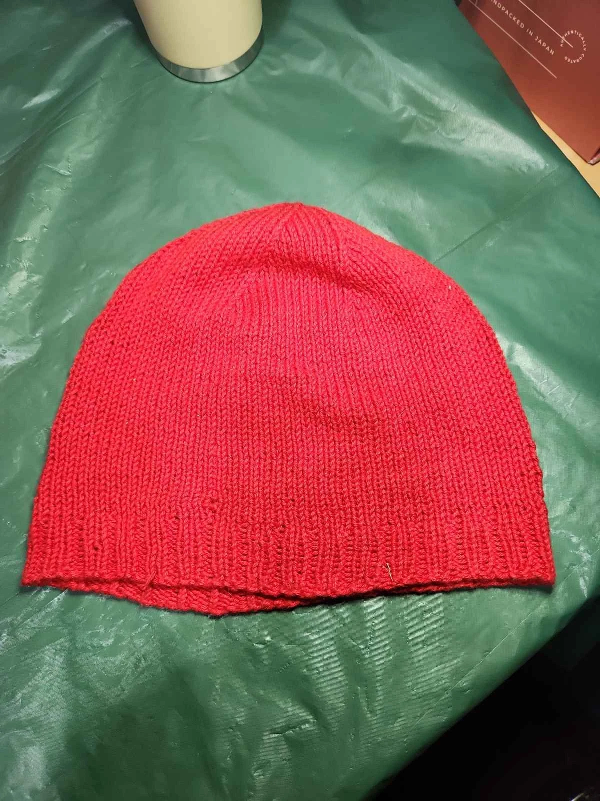 Red Knit Beanie Hat Slouchy Men Women Solid