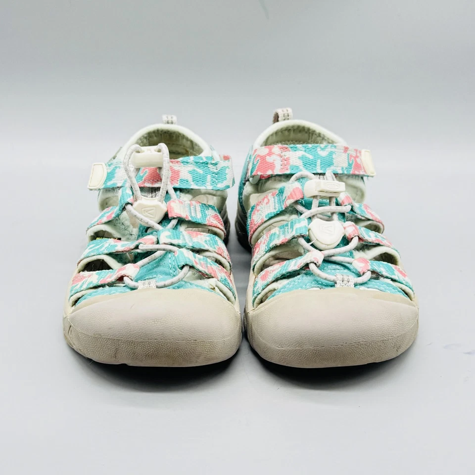 Sandalias Keen Niños Niñas 12 Azul Rosa Newport H2 Punta Cerrada Zapatos para Agua Bungee Foto 3 de 4