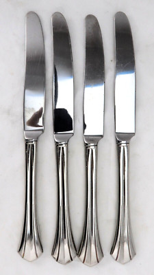 Oneida Delux RUSHMORE Set of 4 DINNER KNIVES Stainless Glossy Flatware 9.5''