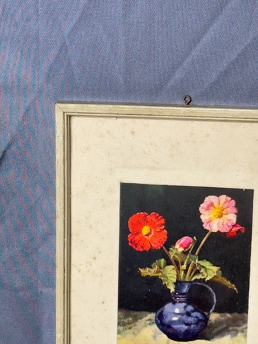 1950s Signed 3x5" Lithograph "Flowers" by DH Berger in 8x10 Frame - Picture 2 of 18