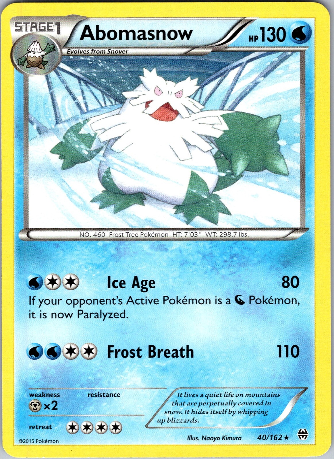 Pokemon TCG Abomasnow XY BREAKthrough 40/162 Regular Rare Card NM