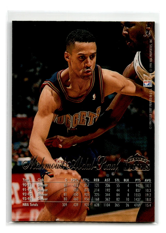 1994-95 Flair - #38 - Mahmoud Abdul-Rauf - Denver Nuggets - Image 2 of 2