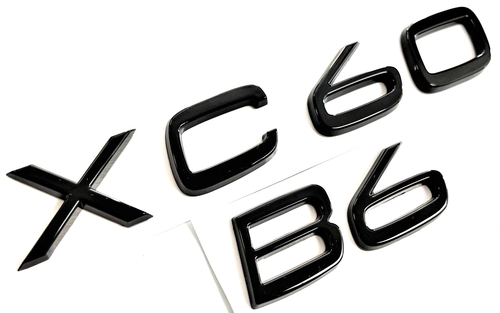 BLACK XC60 + B6 FOR VOLVO XC60 REAR TRUNK NAMEPLATE EMBLEM BADGE LETTERS NUMBER - Picture 2 of 2