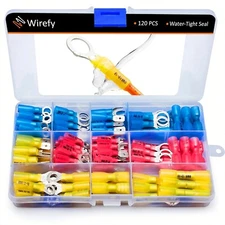 Wirefy Heat Shrink Wire Connectors - Electrical Kit - 120 PCS Crimp Terminals