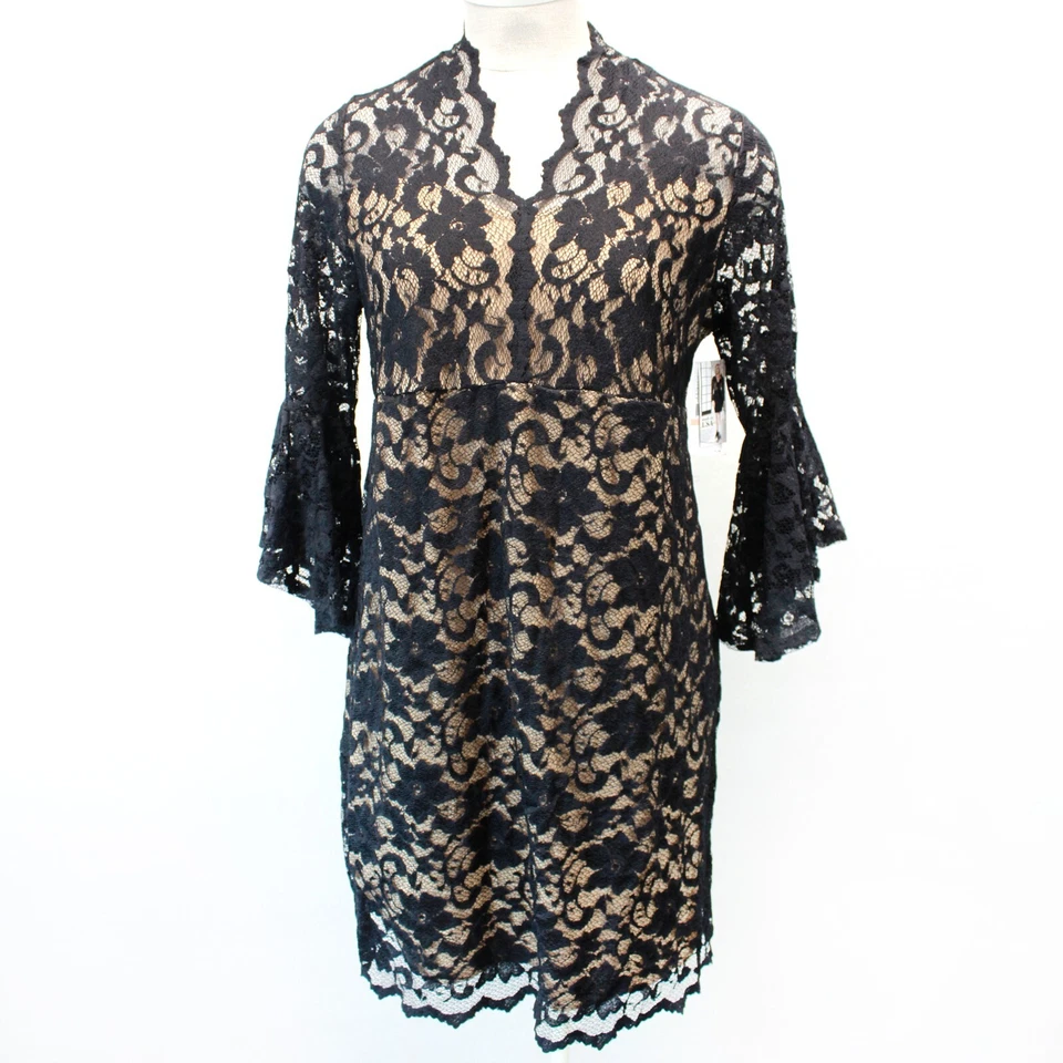 Мини-платье Karen Kane Plus черное расклешенное кружевное 2X сделано в США - Изображение 2 из 4