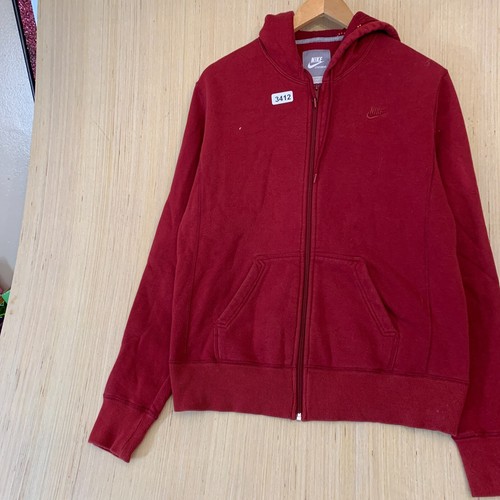 VTG Nike Hoodie Youth Large Red Long Sleeve Zip Up Grey Tag Boy's Y2K Sportwear - Picture 3 of 15
