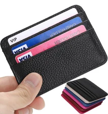 Ultra Slim Leather Credit Card Holder Wallet with ID Window Cash Coin Purse US