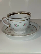 ☭ Rare Vintage Russian Imperial Lomonosov Porcelain Tea Cup Saucer Wedding Rings