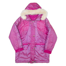 Giacca Puffer Rosa Con Cappuccio Da Donna L