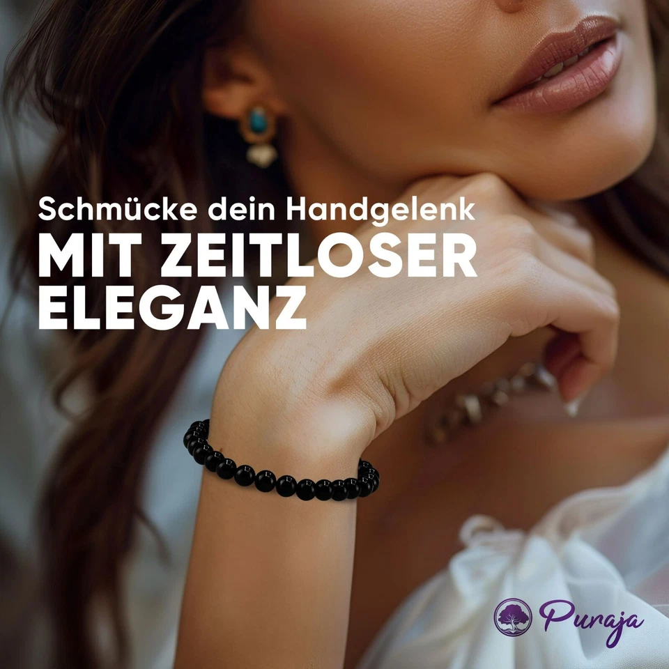 Edelstein Armband aus echtem Naturstein: Turmalin (Schörl) | 6mm Kugelarmband - Bild 2 von 4