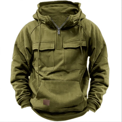 Men Tactical Sweatshirt Quarter Zip Cargo Pullover Hoodies, Outdoor Winter Jacke - Picture 5 of 22