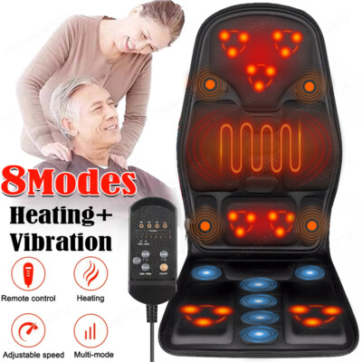 8 Mode Massage Seat Cushion w/Heated Back Neck Massager Chair for Home & Car Mat