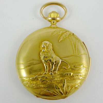 LONGINES Minutenrepetition Jugendstil Taschenuhr 18ct Gold Traum- Prunkrelief - Bild 1 von 4