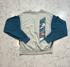 Vintage Hobie Surf Sailboat Graphic Sweatshirt USA Made Gray Teal Medium Retro