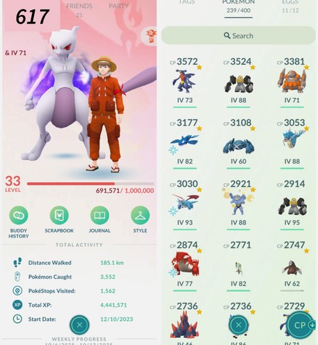 Account Pok&eacute;mon GO Livello 34 - 2 Shiny, 8 Leggendari - Inizio Veloce
