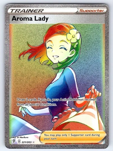 Aroma Lady 221/203 Rainbow Rare Evolving Skies Pokemon Holo Near Mint