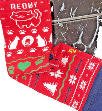 Christmas time Meowy Socks Funny Pet Cat Kitty Animal Lover