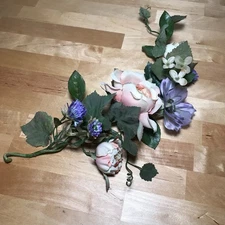 Vintage Unbranded Artificial Pink Purple Mixed Arrangement Flowers Wreath Decor