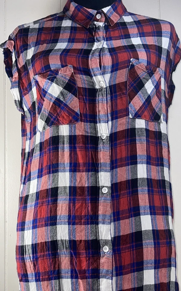 Camisa Kavu True Outdoor Wear xadrez manga curta bolsos vestido botão M para baixo - Imagem 2 de 4