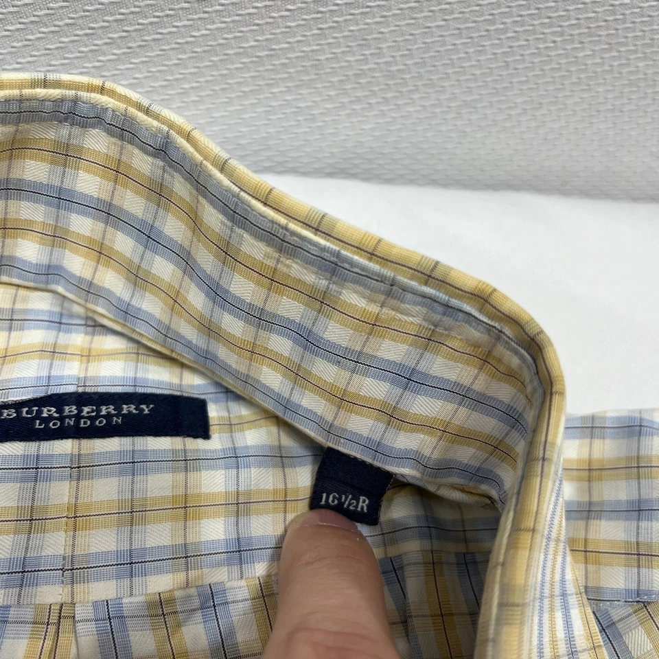 Burberry London Men’s Business Dress Shirt 16.5 R Made In USA Button Up Plaid - Image 4 of 4