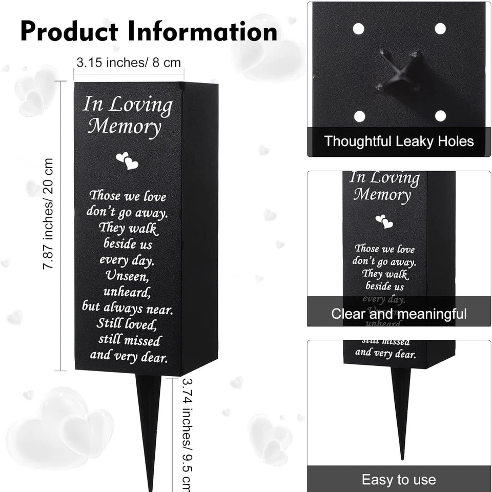 Jarrón cementerio jarrones cementerio para tumba, soporte de flores de hierro a prueba de óxido para cabeza... Foto 2 de 4